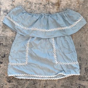 SAYLOR powder blue off the shoulder top size XS